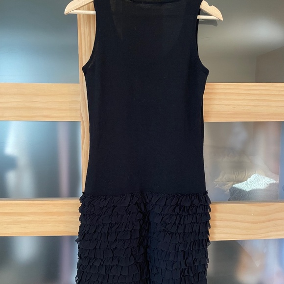 DVF DIANE Von FURSTENBERG wool silk little black ruffle dress - Picture 5 of 14